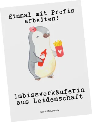 Produktbild von Mr. & Mrs. Panda Postkarte Imbissverkäuferin Leidenschaft - Weiß - Geschenk, Spruch, Lustig, Imbissbesitzerin, Fotokarte, Postkarten, Pommesverkäuferin, Witzig, Grußkarte