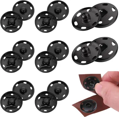 Produktbild von 8er-Set schwarze Metall-Druckknöpfe, 25 mm Messing-Druckknopf-Set, Druckknöpfe zum Annähen unsichtbarer Knöpfe, Druckknöpfe für Kleidung, Nähprojekte und Bastelarbeiten