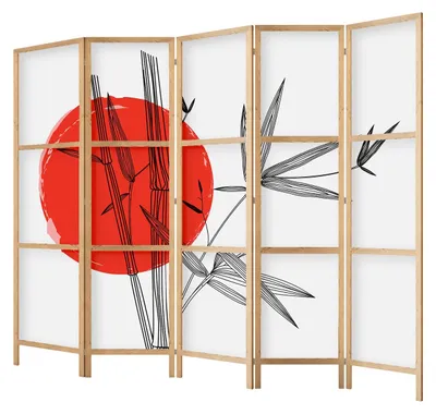 Produktbild von framed concept - Paravent Raumteiler aus Holz 225x172 cm, 5-teilig, einseitig, im orientalischen Stil