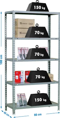 Produktbild von Metallregal ECOCLICK MINI 5/400 1800 GRAU