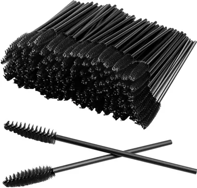 Produktbild von 100 Stück Einweg-Wimpern-Mascara-Bürsten für Wimpernverlängerung, Augenbrauen und Make-up (Schwarz)