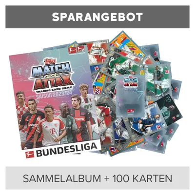 Obrázek produktu pro Topps Match Attax Bundesliga – 2023/24 – 1 sběratelská složka + 100 různých náhodných karet