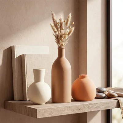 Image de Omgoods - Ensemble de 3 vases en céramique pour pampa et fleurs séchées, décoration moderne
