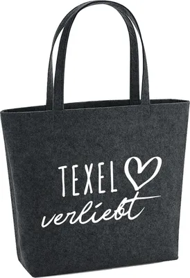 Produktbild von Huuraa Filzshopper Texel verliebt 22 Liter Charcoal Melange Filztasche Geschenkidee