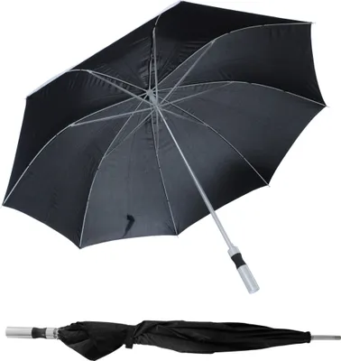 Produktbild von Regenschirm 125 cm schwarz mit öffnungs Automatik - Griff gerade - Stockschirm windfest mit Metallspitze - Faltschirm Gastschirm Regenschutz Schirm groß sturmfest