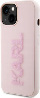 Produktbild von Karl Lagerfeld 3D Rubber Glitter Logo Karl Case für iPhone 15 Pink