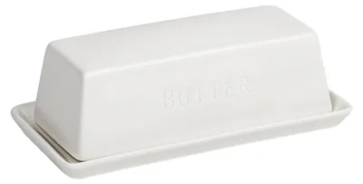 Image de Solidchoice - Boîte à beurre en céramique avec couvercle, blanche