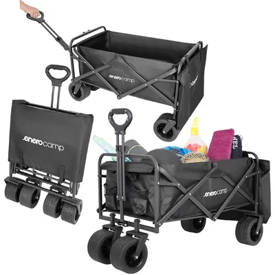 Produktbild von DELUXE-FALT-STRANDKINDERWAGEN 90 x 57 x 73–96 cm mit Griff, schwarz