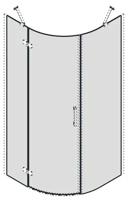 Productafbeelding van Gelco TRINITY glazen panelen voor douchecabine met kwartcirkelvorm, 900x900, melkglas, links