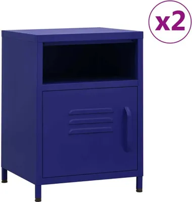 Produktbild von Nachttische 2 Stk. Marineblau 35x35x51 cm Stahl