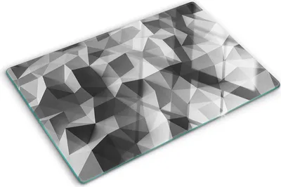 Produktbild von Tulup Glas Herdabdeckplatte - 80x52 cm - Glaskeramikkochfeld-Abdeckung Spritzschutz Glasabdeckplatte - Einteilig - Kunst: Modern & Klassisch - Abstraktion Dreiecke - Grau