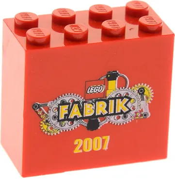 Produktbild von 1x Lego Bau Stein 2x4x3 rot Sammelsteine Motivstein Fabrik 2007 30144pb035
