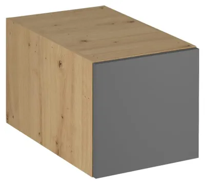 Image de Armoire haute profonde à portes battantes VALEN - largeur 40 cm, chêne artisanal / gris