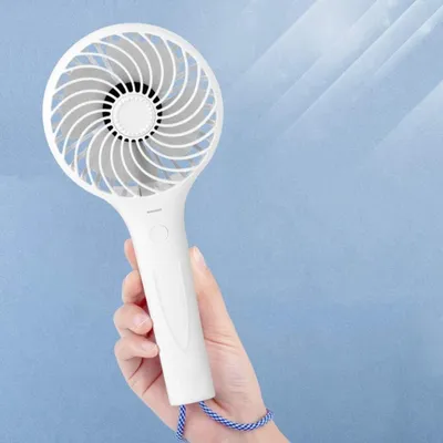 Produktbild von Mini Ventilator mit Akku USB Tischventilator 90° drehbar tragbar leise Handventilator mit langer Akkulaufzeit Weiß