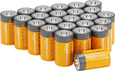 Produktbild von AmazonBasics LR20-24PK, Einwegbatterie, D, Alkali, 1,5 V, 24 Stück(e), Schwarz, Orange