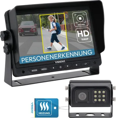 Produktbild von 7" Rückfahrkamera Set VISION AI PRO | 1080P HD Kamera mit Personenerkennung und akustischer Abstandswarnung