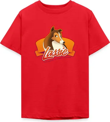 Produktbild von Spreadshirt Lassie Logo Teenager T-Shirt, 134/146 (9-11 Jahre), Rot