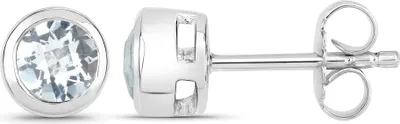 Produktbild von Vira Jewels Ohrstecker 925/- Sterling Silber 0,6cm weiß Aquamarine hellblau 147220018