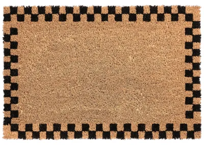 Zdjęcie produktu dla BELIANI Wycieraczka beżowy/czarny włókno kokosowe antypoślizgowe podszycie 60 x 90 cm dekoracja powitalna wzór jednolity