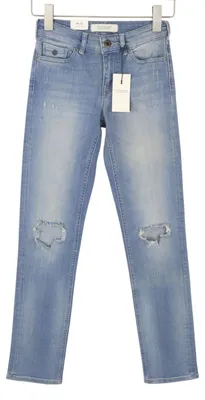 Produktbild von Scotch & Soda Supreme Slim Straight Leg Damen Jeansblau Faded Distress - W24/L32