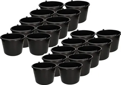 Produktbild von KOTARBAU® 20er Set Baueimer 12 L aus Kunststoff Putzeimer Mörteleimer Zementeimer Wassereimer Garteneimer Kunststoff-Eimer Schwarz