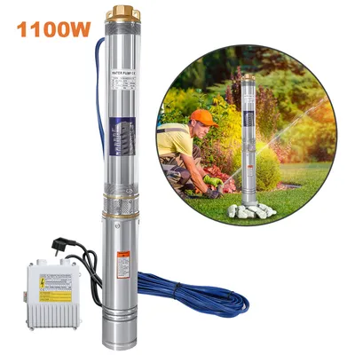 Produktbild von Jiubiaz Tiefbrunnenpumpe Tauchpumpe Brunnenpumpe 1.1kW/1.5hp bis 4.000 l/h Fördermenge Edelstahl Brunnenpumpe Sandverträglich Tauchdruckpumpe 8.1 bar max