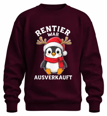 Imagen del producto de Camiseta de manga larga o sudadera con estampado "Rentier", diseño navideño divertido, uni, color burdeos, talla M