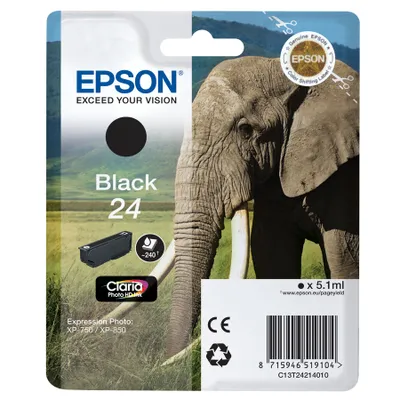 Produktbild von Epson Elephant Singlepack Black 24 Claria Photo HD Ink, Schwarz, Tinte auf Pigmentbasis, 1 Stück(e)