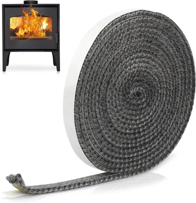 Imagen del producto de Cuerda de fibra de vidrio resistente al calor, de 3 metros de longitud, 3 mm de diámetro y 10 mm de ancho, para chimeneas y estufas de leña