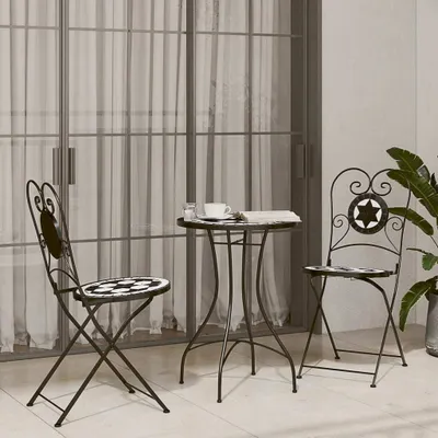 Produktbild von Möbel Esstisch/Outdoor Tisch - Mosaik-Bistrotisch - moderne Design - Balkontisch - Schwarz und Weiß Ø50x70 cm Keramik Top2531131