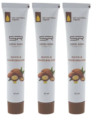 Produktbild von Verwöhnendes Hand- & Nagelbalsam Arganöl 3er Set 45ml je, mit Notizblock für geschmeidige Hände