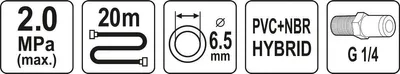Produktbild von YATO Schlauchleitung Druckluftkompressor YT-24231 PVC NBR (Nitril-Butadien-Kautschuk) 20m