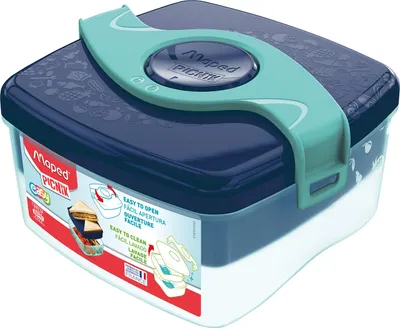 Produktbild von Maped 870104, Brotdosenset, Kind, Blau, Transparent, ABS, Polypropylen (PP), Silikon, Einfarbig, Quadratisch