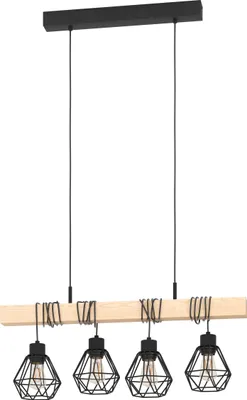 Produktbild von EGLO Pendelleuchte Townshend 5, 4 flammige Hängelampe Vintage, Industrial, Retro, Hängeleuchte, Esstischlampe, Wohnzimmerlampe, E27, L 70 cm