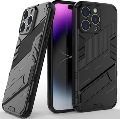 Obrázek produktu pro Pouzdro pro iPhone 14 Pro Hybridní PC TPU Nárazuvzdorné Ochranné Pouzdro s Funkcí Stojanu černé
