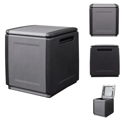 Image de vidaXL Boîte de rangement pour jardin, 54x53x57 cm, 130 litres, gris foncé/noir - Boîtes de rangement pour jardin