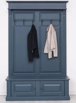 Produktbild von Casa Padrino Landhausstil Massivholz Garderobenschrank Blau 140 x 41 x H. 210 cm - Wand Garderobe - Flur Schrank - Flurmöbel - Garderobenmöbel - Landhausstil Möbel
