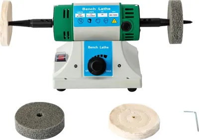 Image de Machine à polir de table - 320W, 220V - Vitesse réglable de 800 à 10000 tr/min - 4 disques de polissage pour bijoux, métaux et bois - Prise européenne - Vert