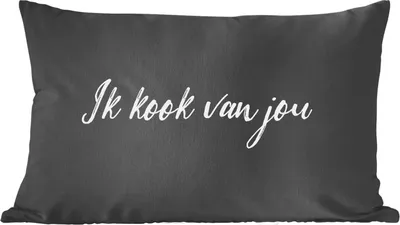 Produktbild von MuchoWow® Zierkissen Sofakissen Wohnzimmer Dekokissen 60x40 cm Zitate - Sprichwörter - Ich koche von dir - Liebe - Partner - Kopfkissen - Polster mit Foto