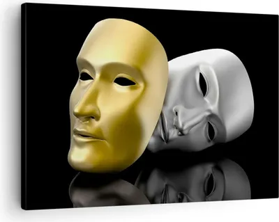 Produktbild von Bild auf Leinwand - Leinwandbild - Maske Theater Bühne Schauspieler - 70x50cm - Wand Bild - Wanddeko - Leinwanddruck - Bilder - Kunstdruck - Wanddekoration - Leinwand bilder - Wandkunst - AA70x50-2432