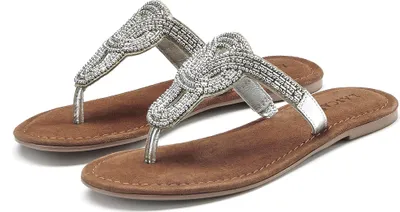 Produktbild von LASCANA Zehentrenner Sandale, Pantolette, Sommerschuh, silberfarben Größe 36