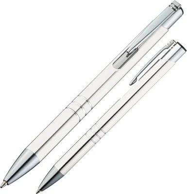 Produktbild von 100 Kugelschreiber aus Metall / Farbe: weiß