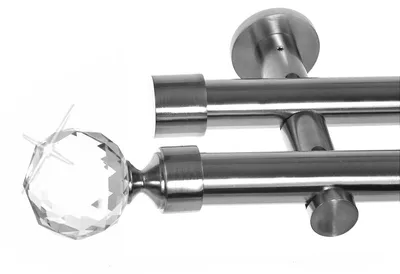 Produktbild von Gardinenstange mit Wandhalterung I Metall Edelstahl Look 2-läufig I Ø20mm I H41