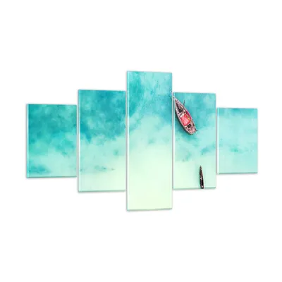 Produktbild von Bilder auf glas - Insel Boot Schiff Ozean - 125x70cm - Glasbilder - Wandbilder - Kunstdruck - zum Aufhängen bereit - Wanddekoration aus Glas - Glas Bilder - Wandbild auf Glas - GEA125x70-2923