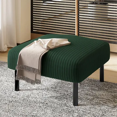 Produktbild von Cord-Stoff Hocker mit Metallgestell Veloursbezug Fußbank Sitzhocker Polsterhocker Beistelltisch Fußhocker Pouf Sitzgelegenheit Modern