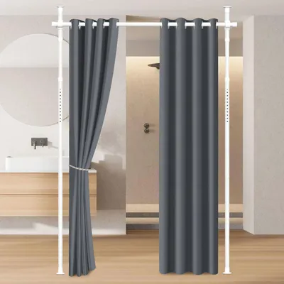 Immagine prodotto di Binario per tende divisorie Izrielar, 1,22-3,05M Binario per tende regolabile in altezza Telaio divisorio flessibile, larghezza 70-177CM Regolabile a 3 poli bianco