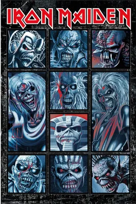 Produktbild von Iron Maiden - Poster "Ten Eddies", Charakter-Collage TA11362 (Einheitsgröße) (Grau/Schwarz/Rot)