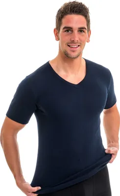 Produktbild von HERMKO 4880 Herren kurzarm Basic Unterhemd | 100% Baumwolle | V-Ausschnitt | Nachhaltig & Langlebig, Größe:D 9 = EU 3XL, Farbe:marine
