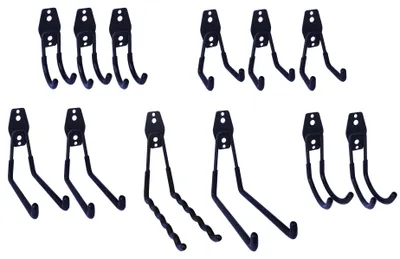 Produktbild von 12-tlg Set Gerätehalter Wandhalter Wandhaken bis 20 kg für Gartenwerkzeug Leitern Fahrrad Kabel Kleinwerkzaug  etc.- Garage Gartenhaus Werkstatt
