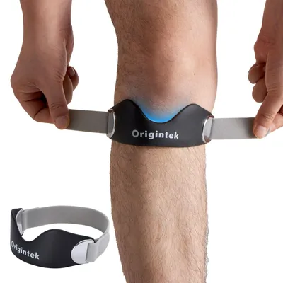 Immagine prodotto di Fascia rotulea per ginocchio - Antiscivolo - Silicone - Regolabile con 2 fasce - Nero